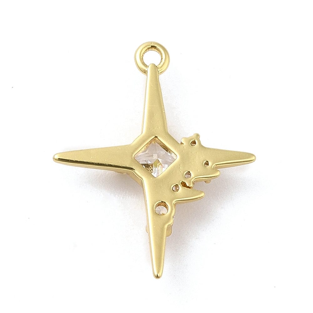 Stjerne Vedhæng Med Zirkonia Sten, Langtidsholdbar Forgyldning, 18x14mm - Uniq Perler - 114532