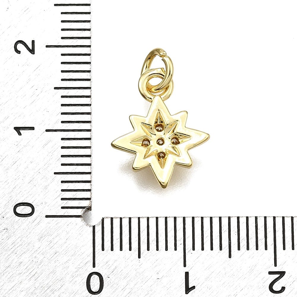 Stjerne Vedhæng Med Zirkonia Sten, Langtidsholdbar Forgyldt, 14x11mm - Uniq Perler - 563402