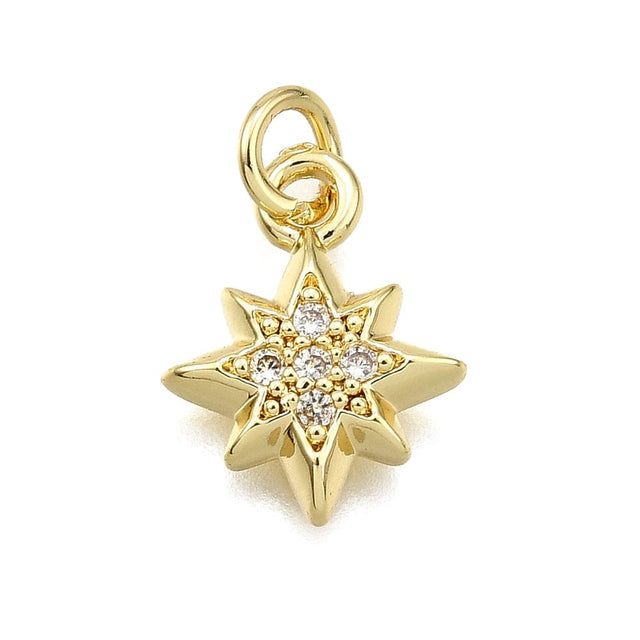 Stjerne Vedhæng Med Zirkonia Sten, Langtidsholdbar Forgyldt, 14x11mm - Uniq Perler - 563402