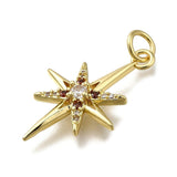 Stjerne Vedhæng Med Zirkonia Sten, Langtidsholdbar Forgyldt, 23x15mm - Uniq Perler - 114565