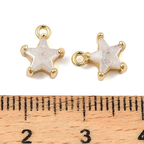 Stjerneformet vedhæng med Zirkonia sten (7,5x9,5x4,5mm) - Uniq Perler - 