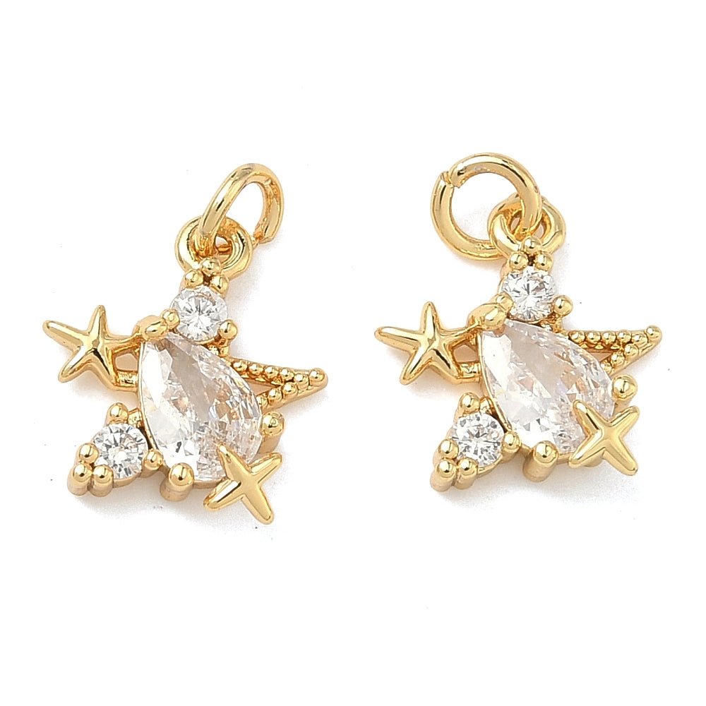 Stjerne/søstjerne Vedhæng – Zirkonia 18K Forgyldt Langtidsholdbar (12mm) - Uniq Perler - 117646