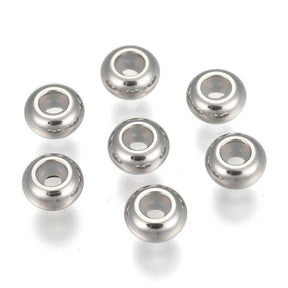 Stopper Perlen – Platinfarben, 6x3mm (5 Stk) - Uniq Perler - 112329