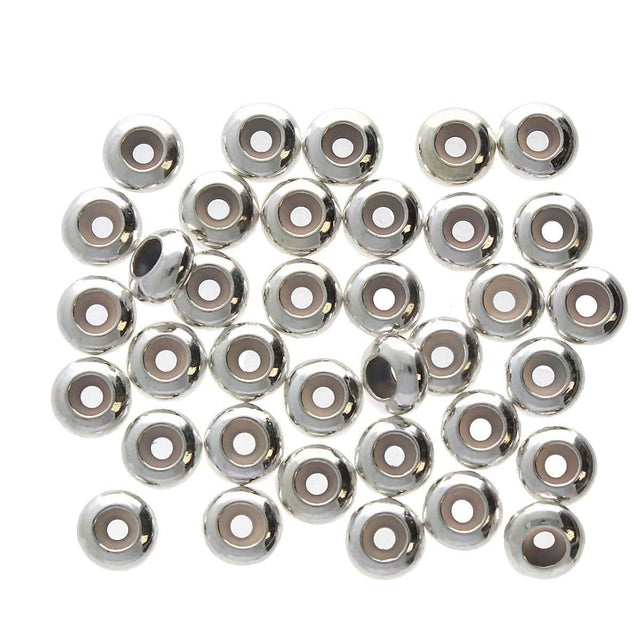 Stopper Perler – Platin Farvet Messing (4x2mm, 6 Stk) - Uniq Perler - 503491