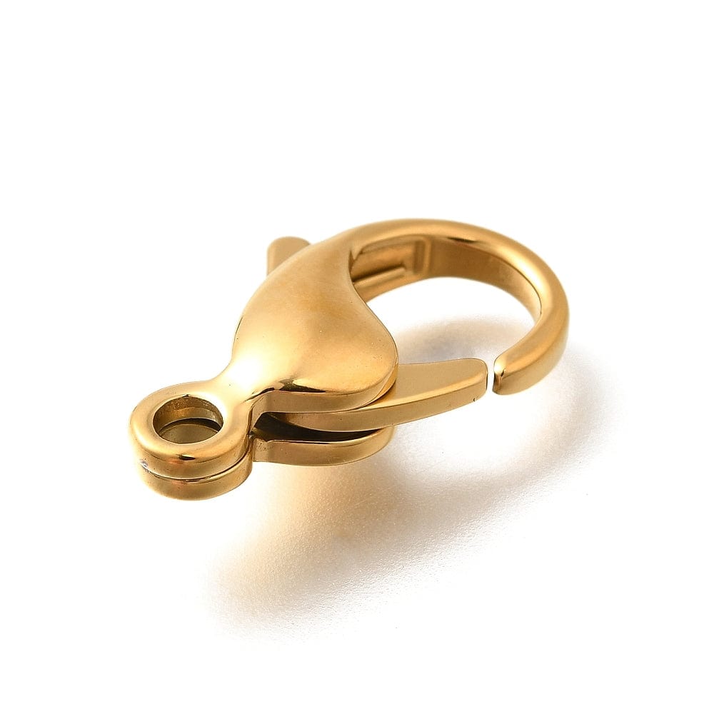 Stor Karabin Lås – Forgyldt Stål (23x14x6mm) - Uniq Perler - 115107