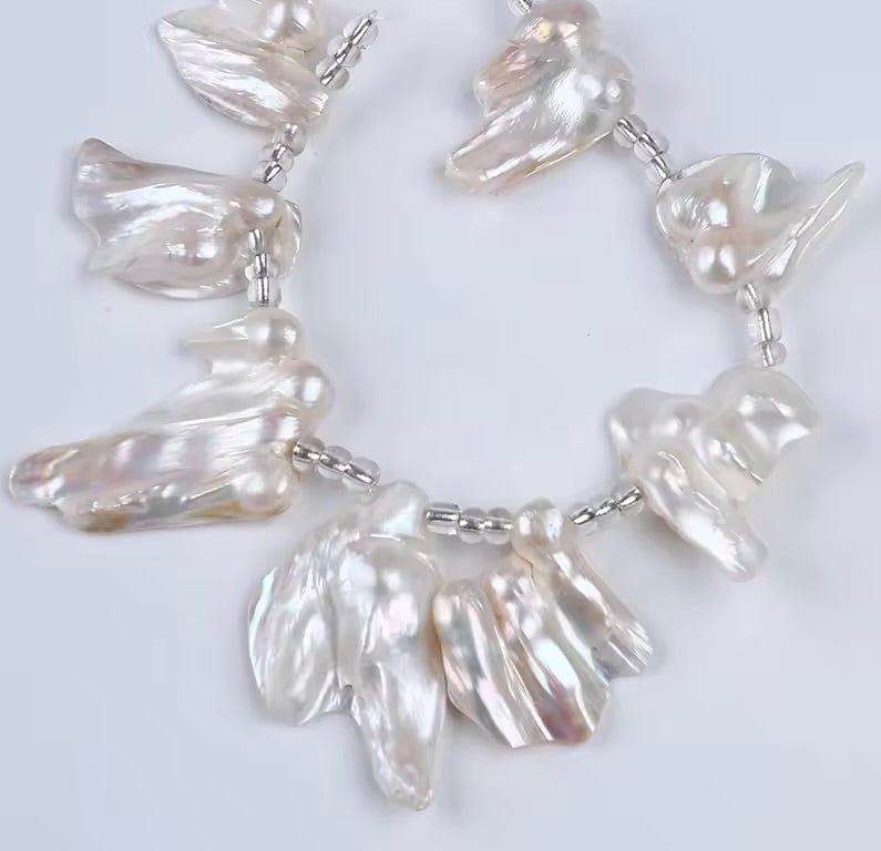 Store Keshi Barok Ferskvandsperler - Naturlig Hvid (15 - 34mm) - Uniq Perler - 111688