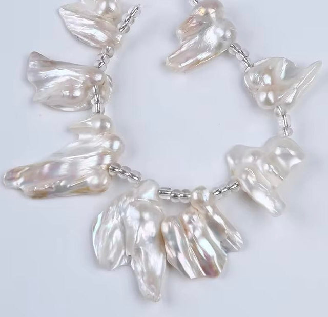 Store Keshi Barok Ferskvandsperler - Naturlig Hvid (15 - 34mm) - Uniq Perler - 111688