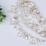 Store Keshi Barok Ferskvandsperler - Naturlig Hvid (15 - 34mm) - Uniq Perler - 111688