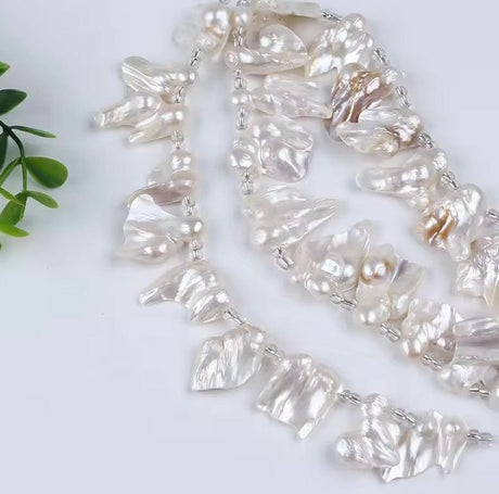 Store Keshi Barok Ferskvandsperler - Naturlig Hvid (15 - 34mm) - Uniq Perler - 111688