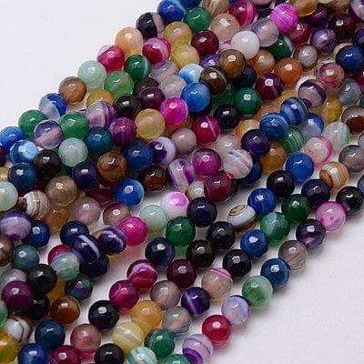 Stribe Agat – Farve Mix, Facetteret (6mm) - Uniq Perler - 1111490429