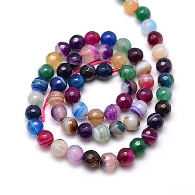 Stribe Agat – Farve Mix, Facetteret (6mm) - Uniq Perler - 1111490429