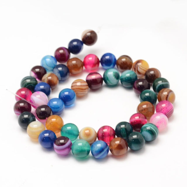 Stribe Agat – Farve Mix, Runde (6mm) - Uniq Perler - 1111490253