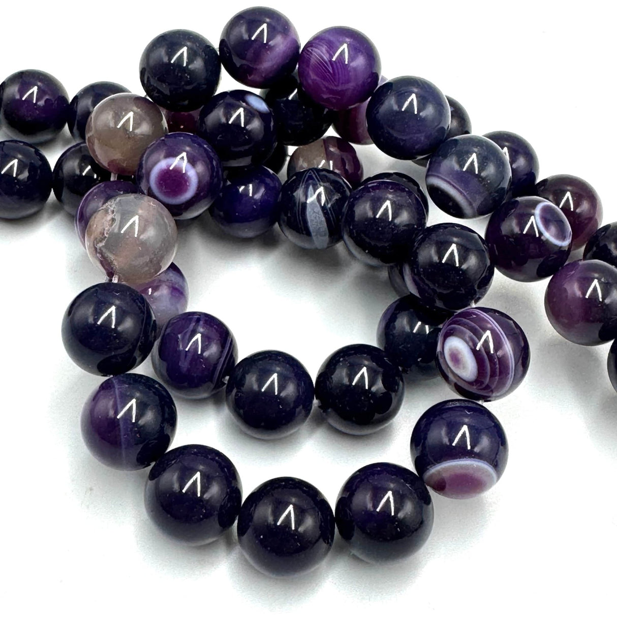 Stribe Agat – Lilla (14mm) - Uniq Perler - 46897