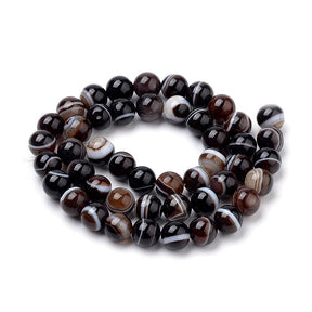 Stripe Agat – Mørk Brun (10mm) - Uniq Perler - 1298124