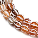 Stribe Agat – Orange/Brun (10mm) - Uniq Perler - 115649