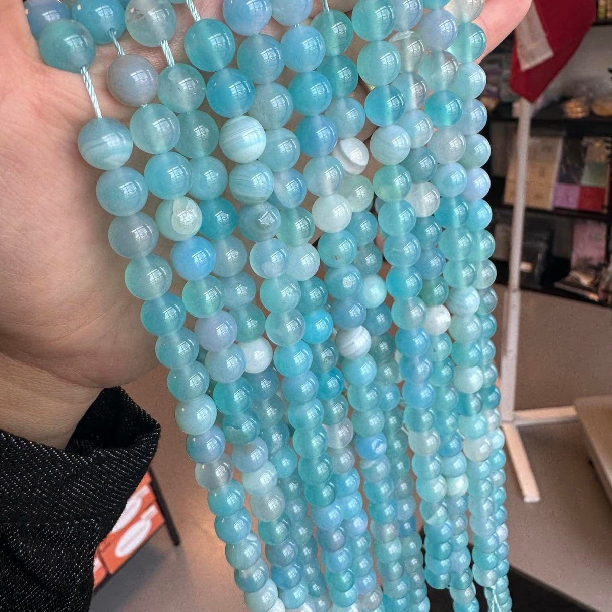 Stribe Agat Perler – Blå (8mm) - Uniq Perler - 444321