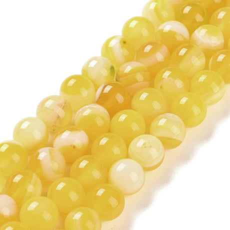 Stribe Agat – Rund, Gul (10mm) - Uniq Perler - 115230