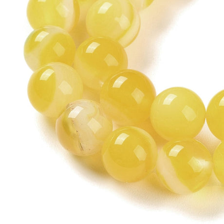 Stribe Agat – Rund, Gul (10mm) - Uniq Perler - 115230