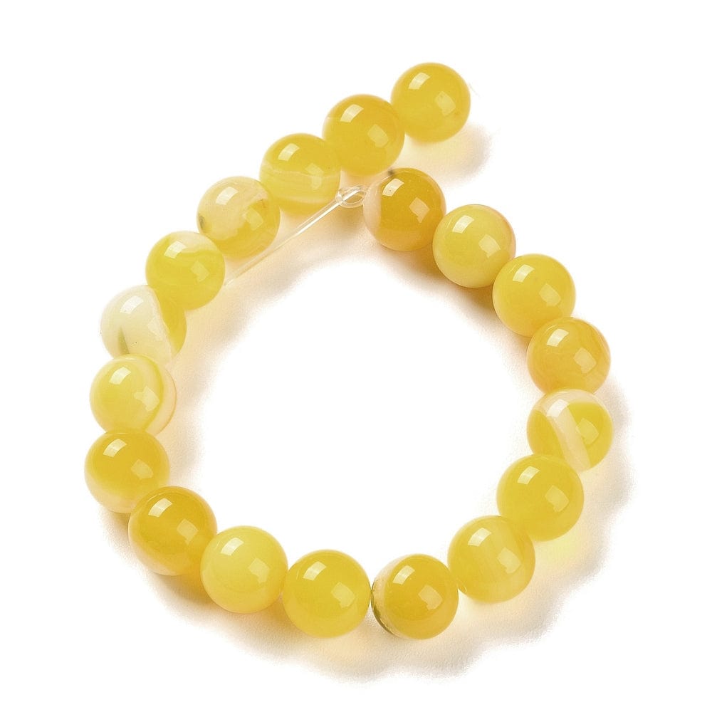 Stribe Agat – Rund, Gul (10mm) - Uniq Perler - 115230