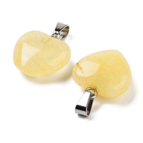 Stribede Hjerte Vedhæng – Gul, Forsølvet (16x6mm) - Uniq Perler - 115919