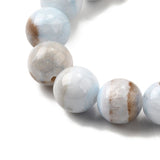 Stribet Jade - Rund – Lys Blå (12 - 12,5mm) - Uniq Perler - 117604