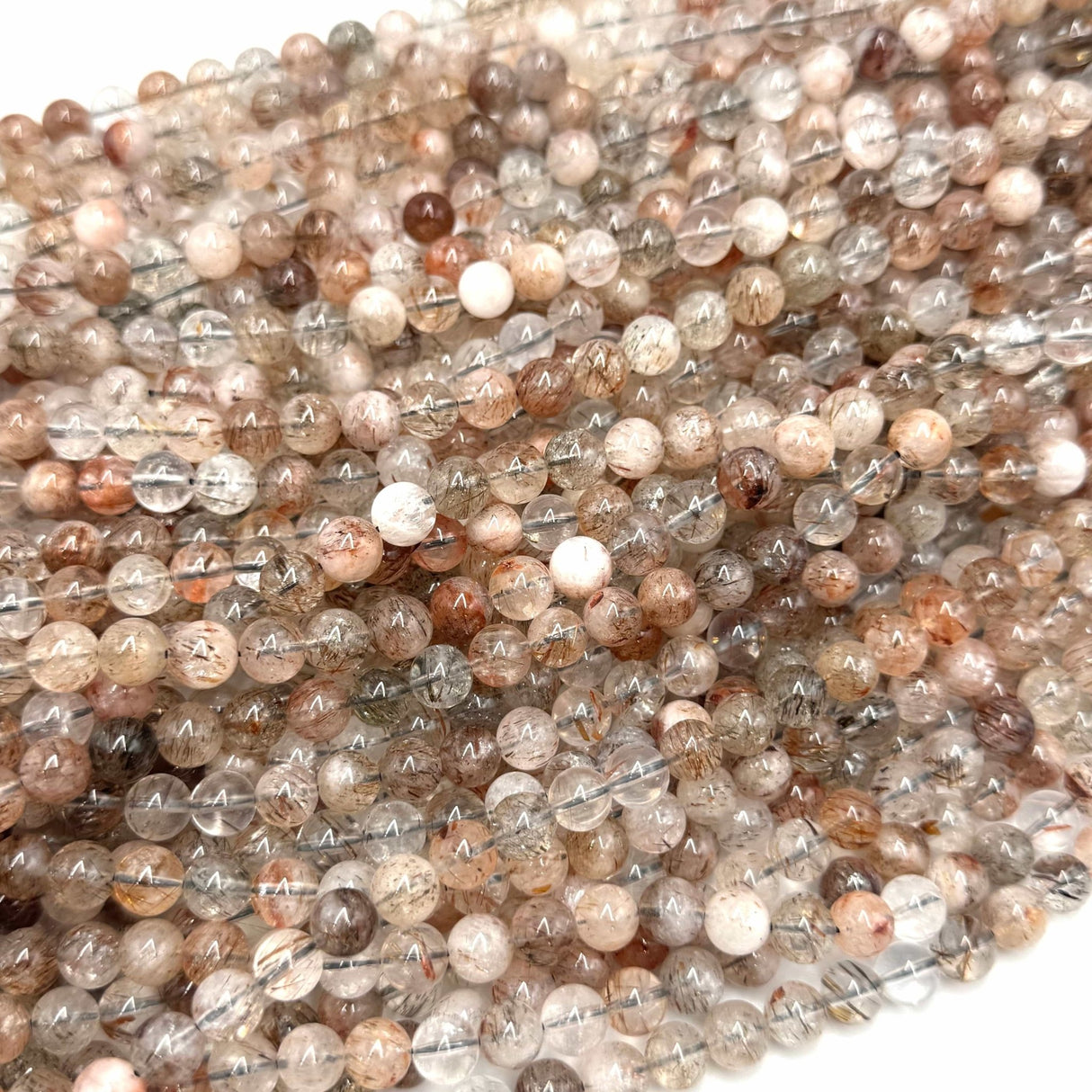 Super Seven Cacoxenit Kvarts – Rund (8 mm, Ca. 45 stk) - Uniq Perler - 551234
