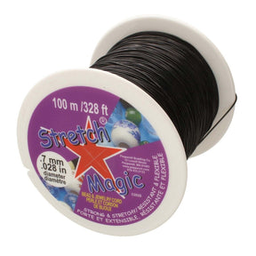 Super Sterk Elastisk snor - Sort (0,7mm, 100m) - Uniq Perler - 116768