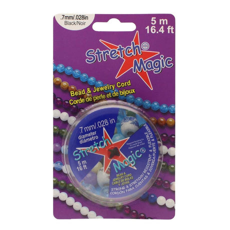 Super Stærk Sort Elastiksnor – (0,7mm, 5 Meter) - Uniq Perler - 206734