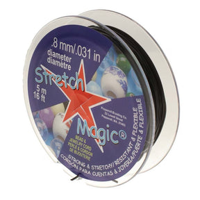 Super Stærk Sort Elastiksnor – (0,8mm, 5 Meter) - Uniq Perler - 116767