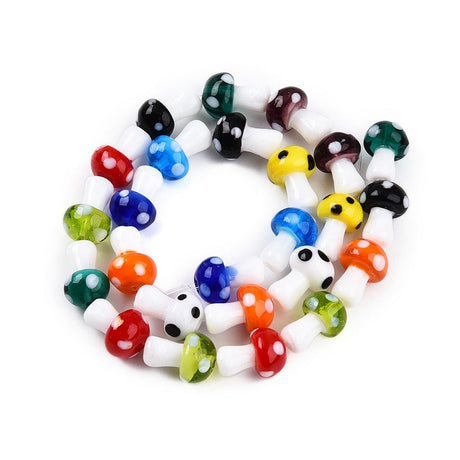 Svampe Lampwork Glasperler – Farve Mix (12,5~14x10~11mm) - Uniq Perler - 120998
