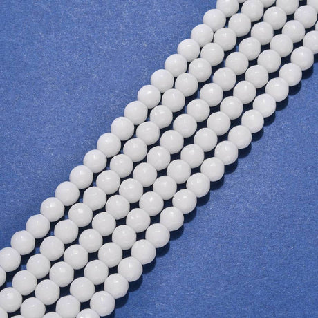 Syntetisk Agat – Facetterede, Runde, Hvid (6mm) - Uniq Perler - 