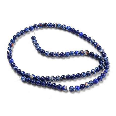 Syntetisk Imperial Jaspis, Blå, 4mm - Uniq Perler - 112874