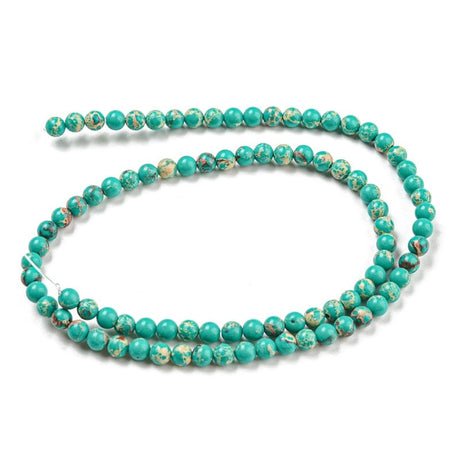 Syntetisk Imperial Jaspis, Turkis, 4mm - Uniq Perler - 112875