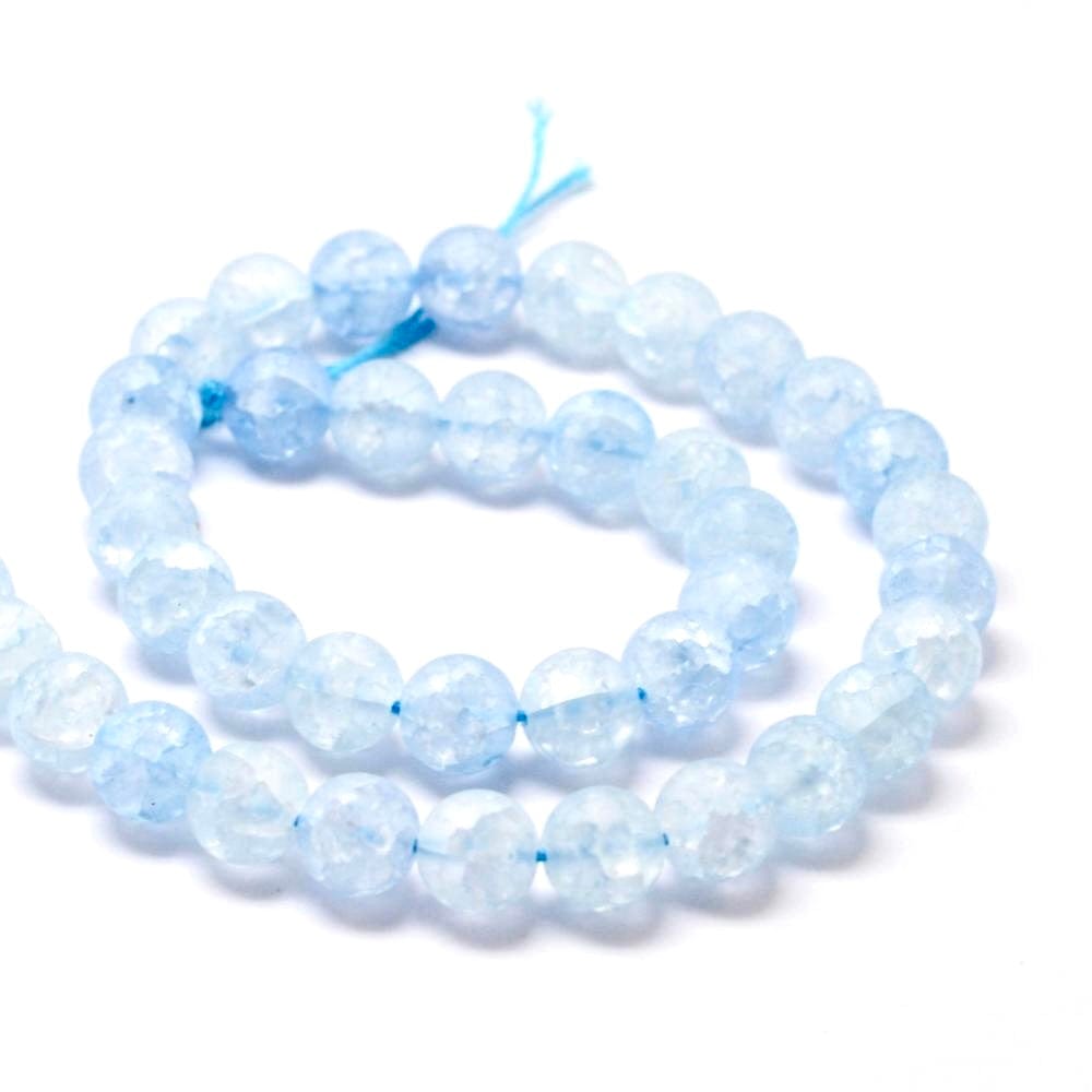 Syntetisk Krakeleret Kvarts, Frostet Blå, 8mm - Uniq Perler - 114577