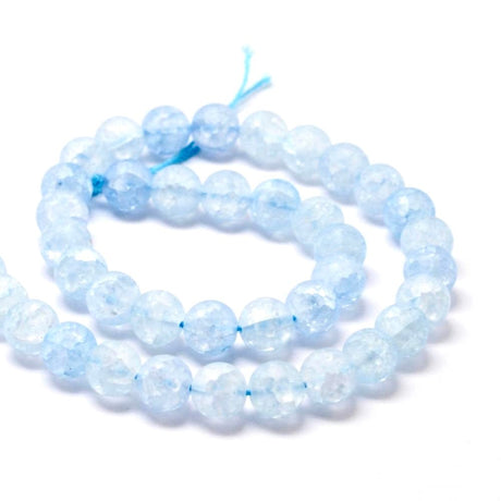 Syntetisk Krakeleret Kvarts, Frostet Blå, 8mm - Uniq Perler - 114577