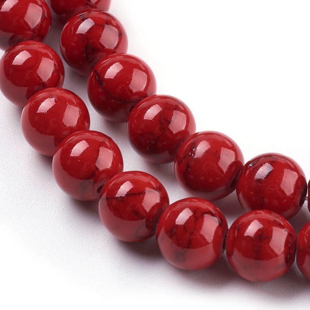 Syntetisk Turkis Perler – Runde, Røde (8mm) - Uniq Perler - 