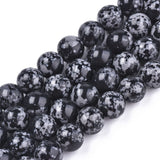 Syntetiske Snowflake Obsidian – Sort, Rund (8.5mm) - Uniq Perler - 