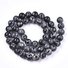 Synthetic Snowflake Obsidian – Black, Round (8.5mm) - Uniq Perler - 