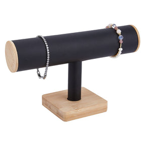 T-Shaped Bracelet Display – Black Imitation Leather (24x9x14cm) - Uniq Perler - 115049
