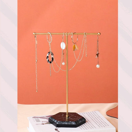 T - Formet Display Til Kæder Og Armbånd – Forgyldt (10x18,5x26cm) - Uniq Perler - 596842