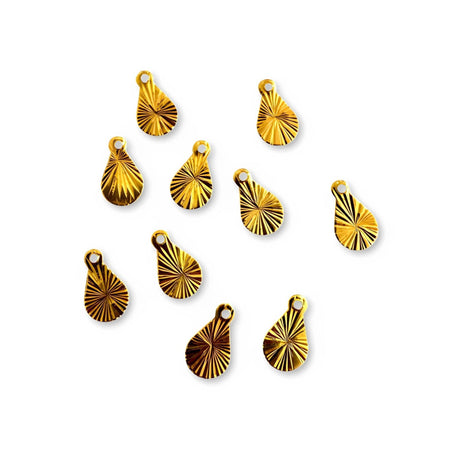 Teardrop Vedhæng Med Mønster – Forgyldt Messing (10x5mm, 10 Stk) - Uniq Perler - 677654