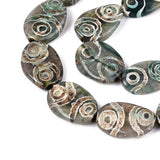 Tibetansk Agat – Flade Ovale, Mørk Grøn (30x21x6mm) - Uniq Perler - 