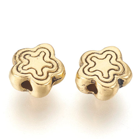 Tibetansk Blomster Metal Perler, Antik Forgyldt, 50 stk. - Uniq Perler - 115001