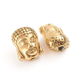 Tibetansk Buddha Hoved – Forgyldt Stål (11x9x7mm) - Uniq Perler - 0000014768