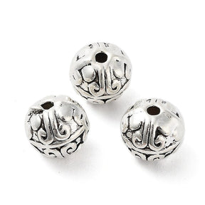 Tibetan Metal Beads, Antique Silver-plated, (8x7mm), 20 pcs. - Uniq Perler - 111966