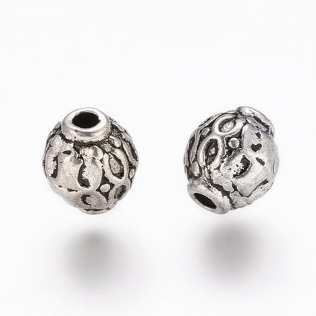 Tibetansk Metal Perler, Antik Sølv, 6mm, 50 Stk. - Uniq Perler - 1111490370