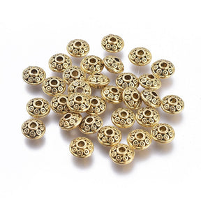 Tibetanske Spacerperler – Bicone, Antikk Gullfarget (6,5mm) 10 stk. - Uniq Perler - 116987