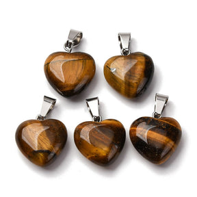 Tiger Eye Pendant – Brass, (18x15mm) - Uniq Perler - 