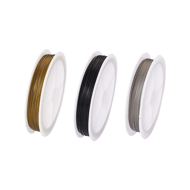 Tiger Tail Wire - 3 Farver, Nylon Coated Stål, (0,45mm, 165m) - Uniq Perler - 113989