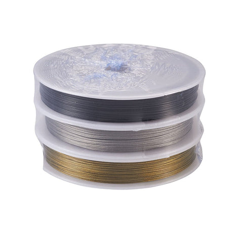 Tiger Tail Wire - 3 Farver, Nylon Coated Stål, (0,45mm, 165m) - Uniq Perler - 113989